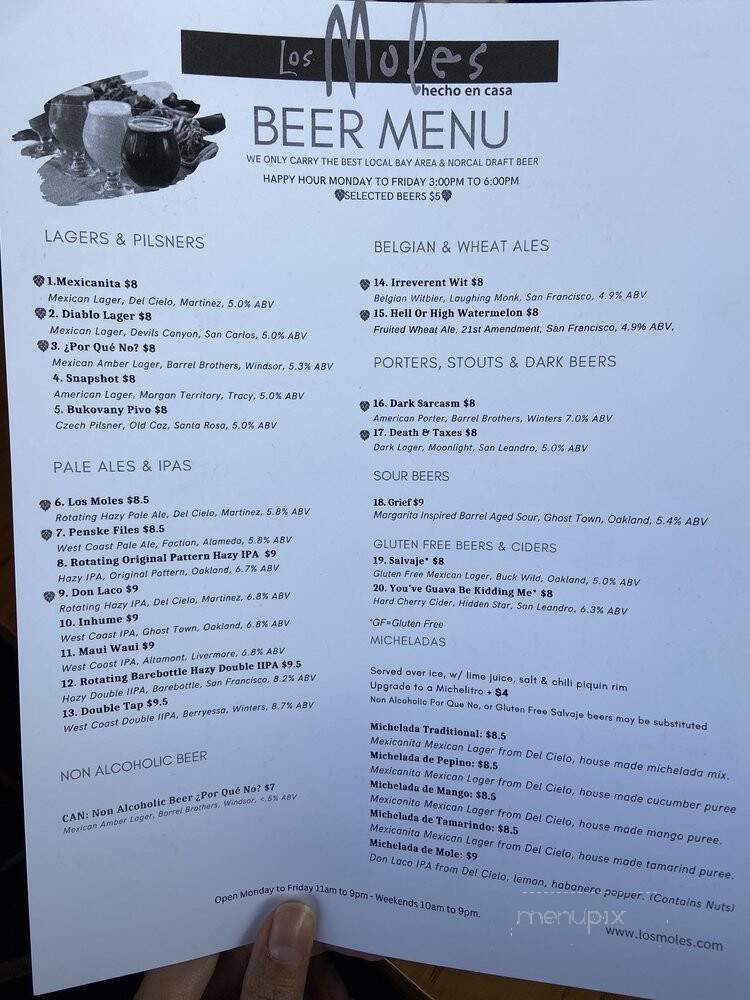 Los Moles - El Cerrito, CA menu_pic