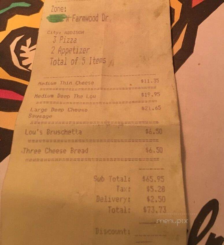 Lou Malnati's Pizzeria - Addison, IL menu_pic