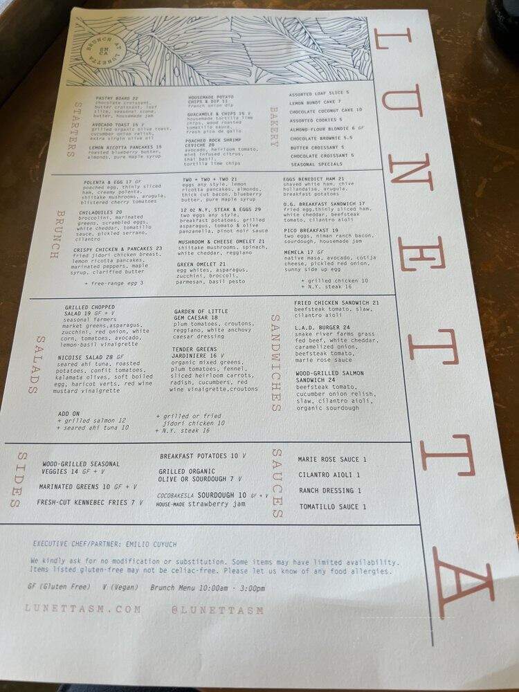 Lunetta All Day - Santa Monica, CA menu_pic
