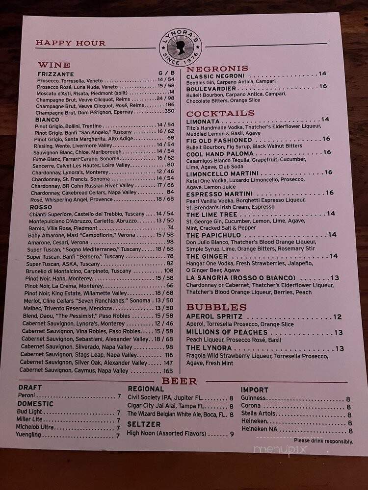 Lynora's - West Palm Beach, FL menu_pic