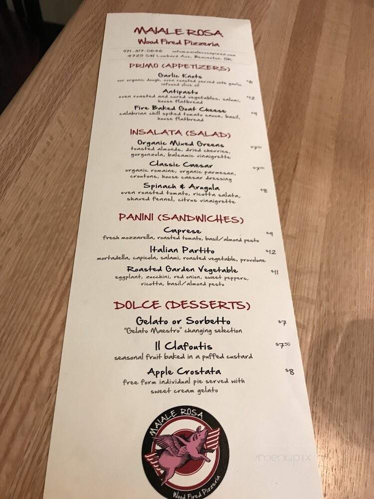 Maiale Rosa Wood Fired Pizza - Beaverton, OR menu_pic