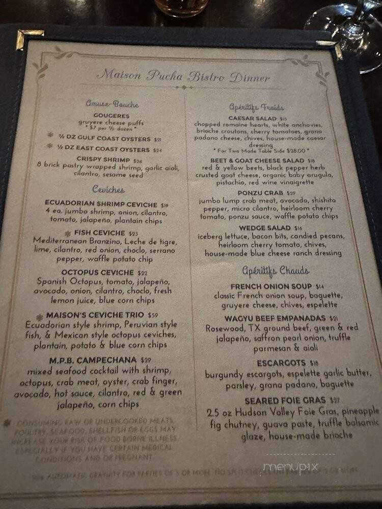 Maison Pucha Bistro - Houston, TX menu_pic