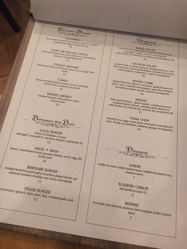 Maize + Mash - Glen Ellyn, IL menu_pic
