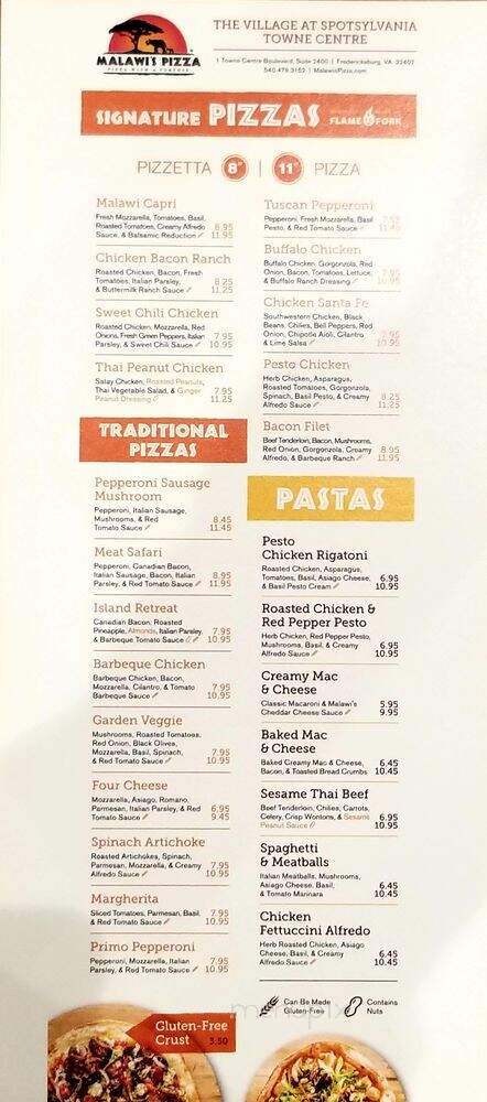 Malawi's Pizza - Fredericksburg, VA menu_pic