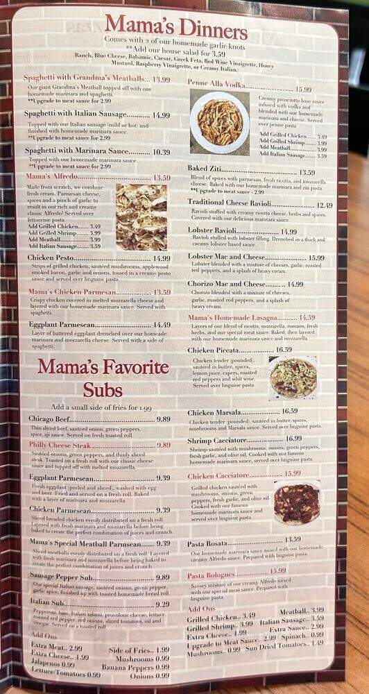 Mamas Pizza & Grill - Jacksonville, FL menu_pic