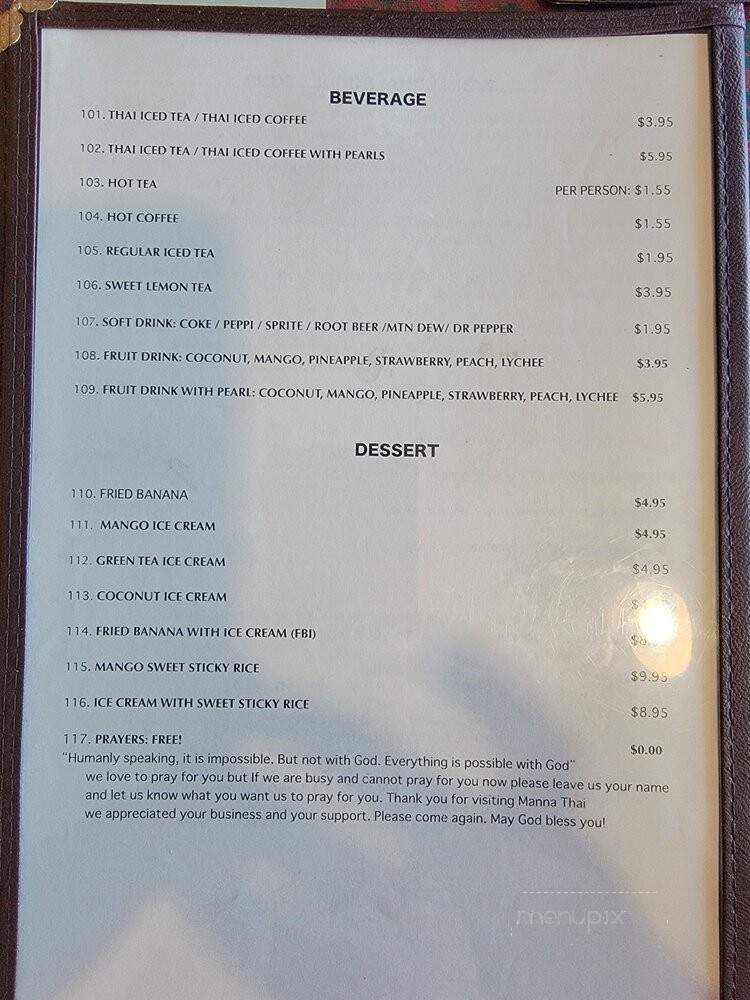 Manna Thai - North Highlands, CA menu_pic