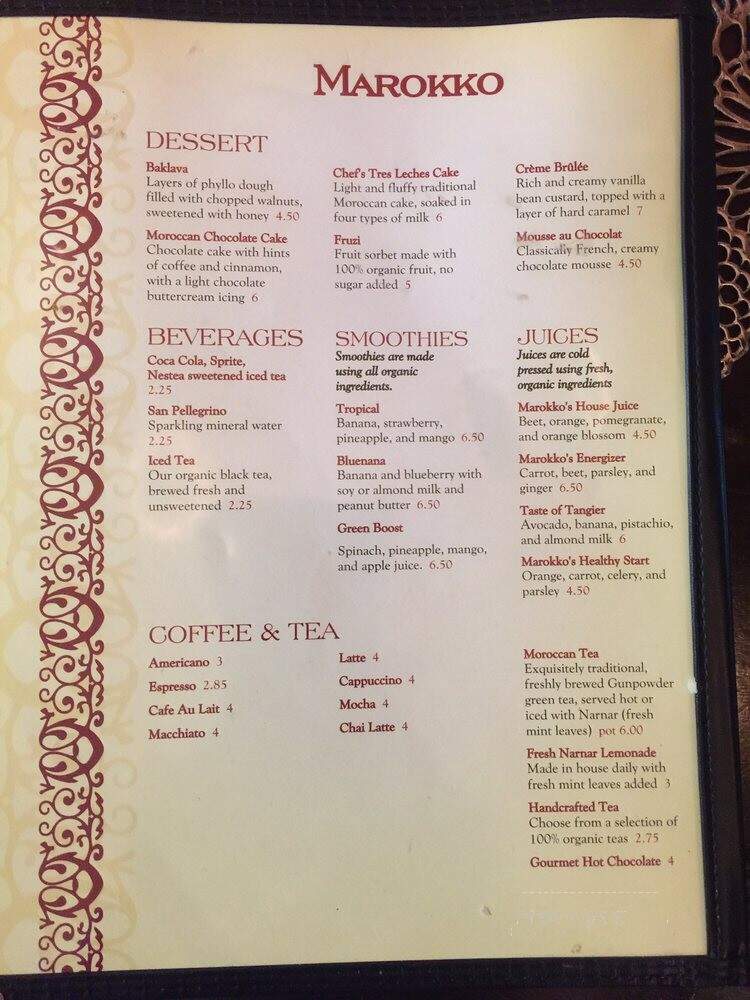 Marokko - Ardmore, PA menu_pic