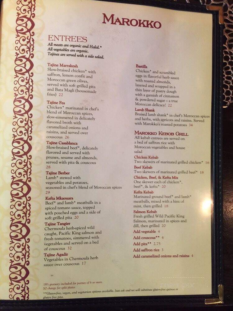 Marokko - Ardmore, PA menu_pic