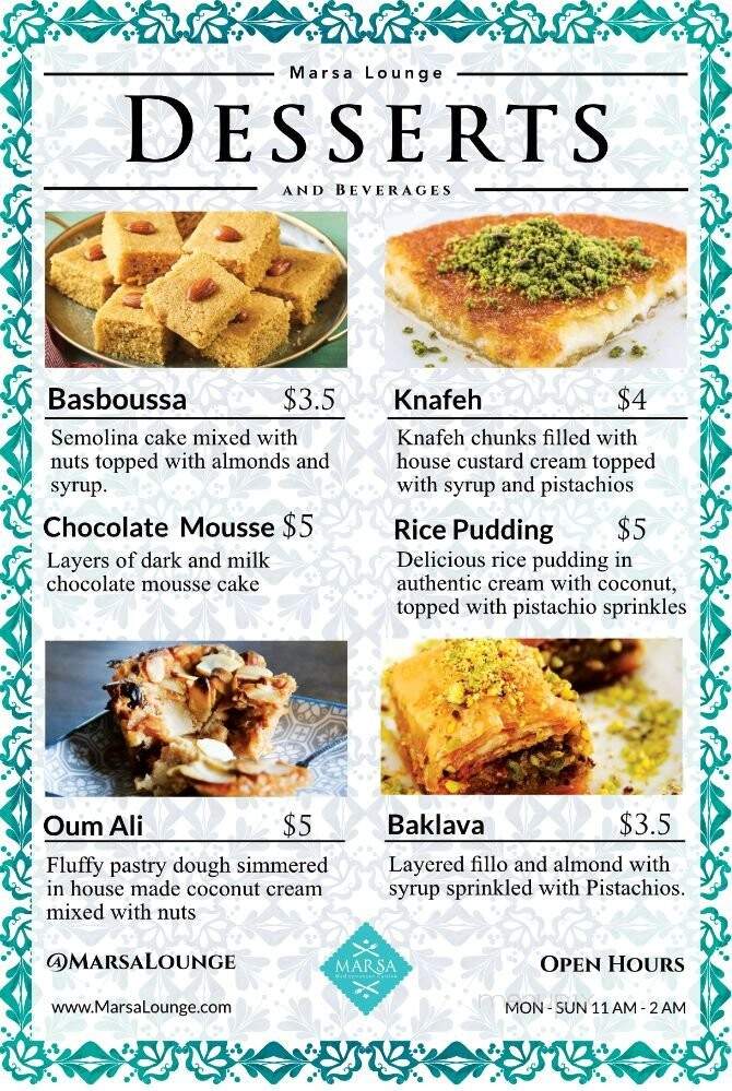 Marsa Lounge - Los Angeles, CA menu_pic