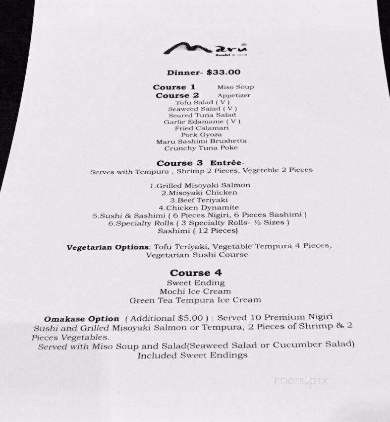 Maru Sushi & Grill - Overland Park, KS menu_pic