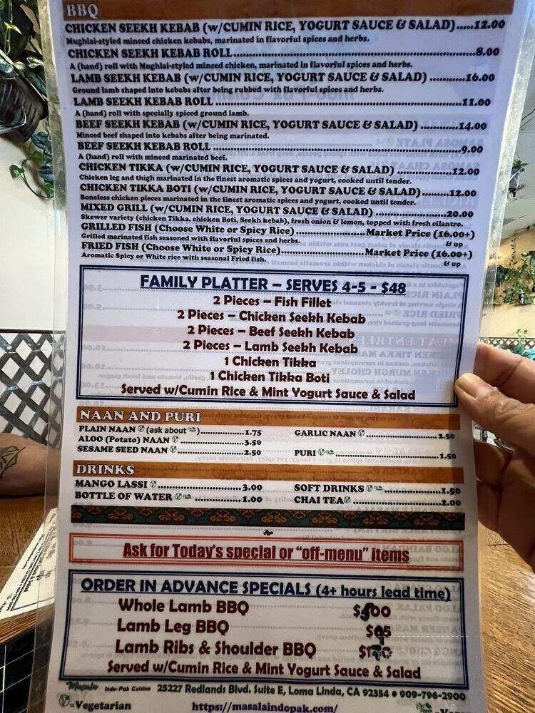 Masala Indo-Pak Cuisine - Loma Linda, CA menu_pic