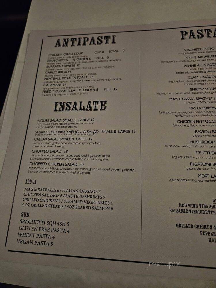 MA's Italian Kitchen - Burbank, CA menu_pic