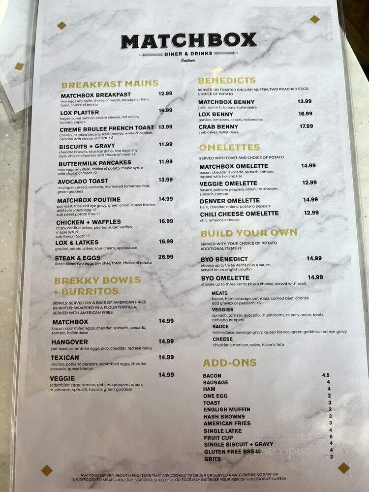 Matchbox Diner & Drinks - East Grand Rapids, MI menu_pic