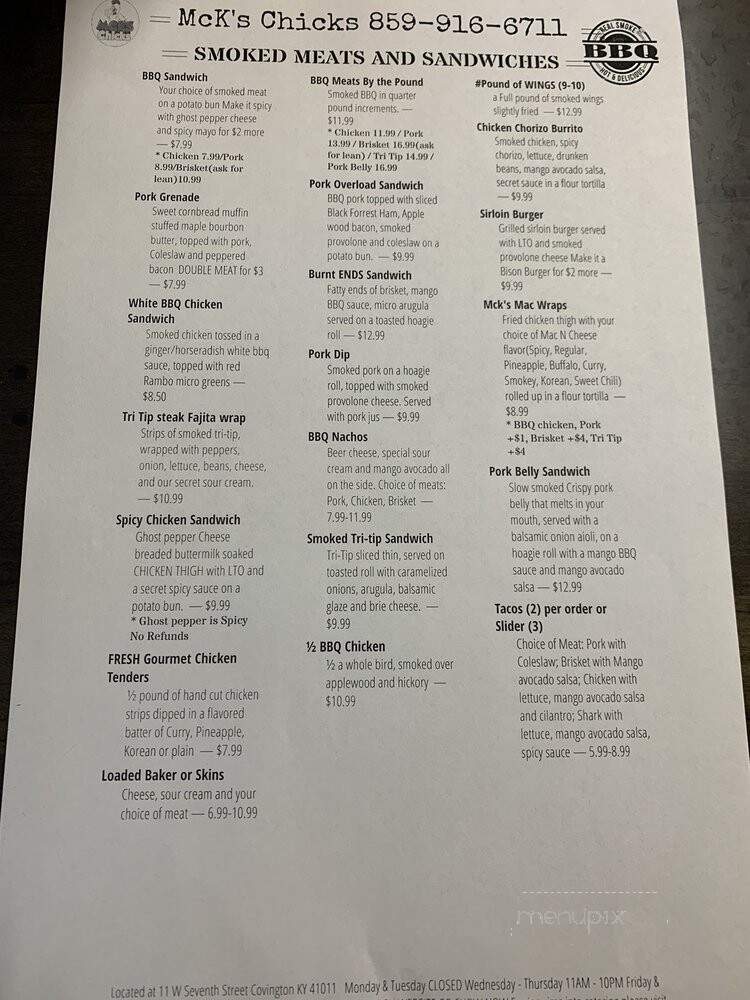 Mck's Chicks - Covington, KY menu_pic