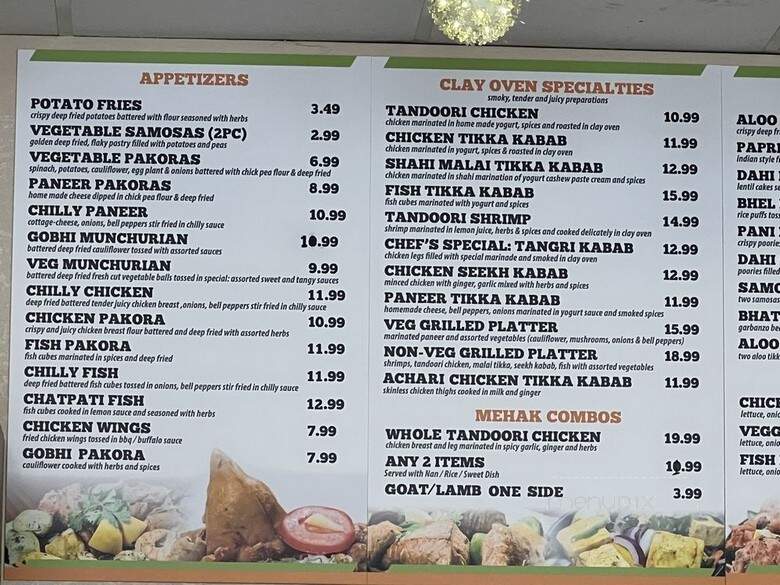 Mehak Of India - San Jose, CA menu_pic
