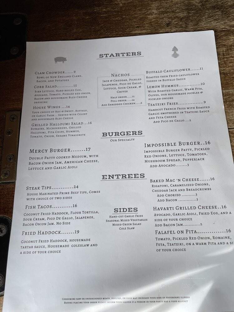 Mercy Tavern - Salem, MA menu_pic
