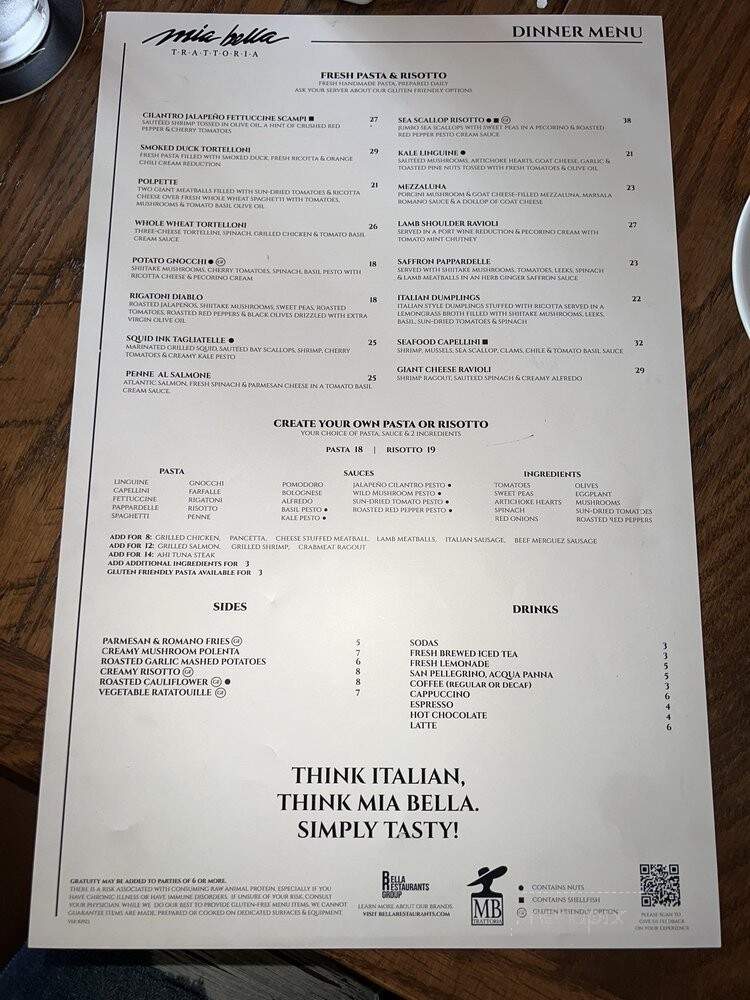 Mia Bella Trattoria - Houston, TX menu_pic