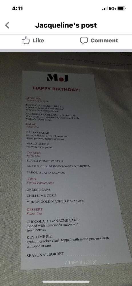 Michael Jordan's Restaurant - Oak Brook, IL menu_pic