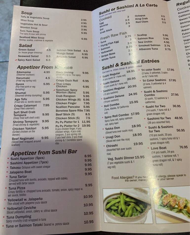 Miku Sushi & Asian Cuisine - West Boylston, MA menu_pic