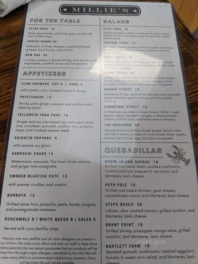 Millie's Spring Valley - Washington, DC menu_pic