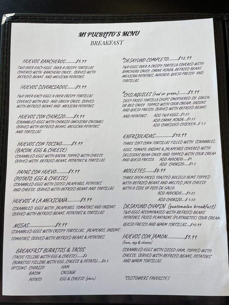 Mi Pueblito Mexican Cafe - Caldwell, ID menu_pic