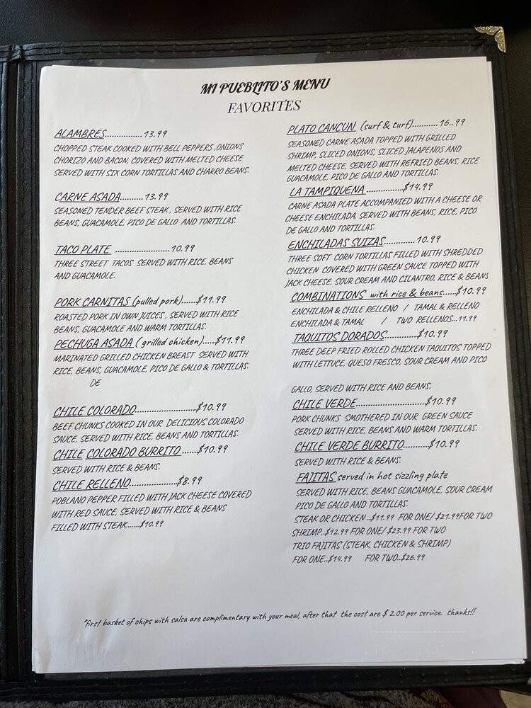 Mi Pueblito Mexican Cafe - Caldwell, ID menu_pic