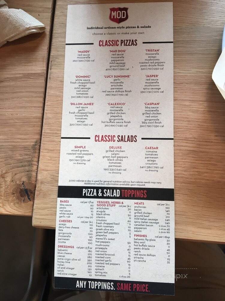 MOD Pizza - Colorado Springs, CO menu_pic