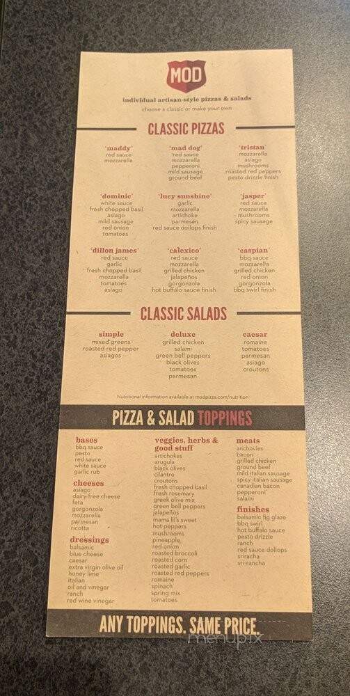 MOD Pizza - Decatur, GA menu_pic