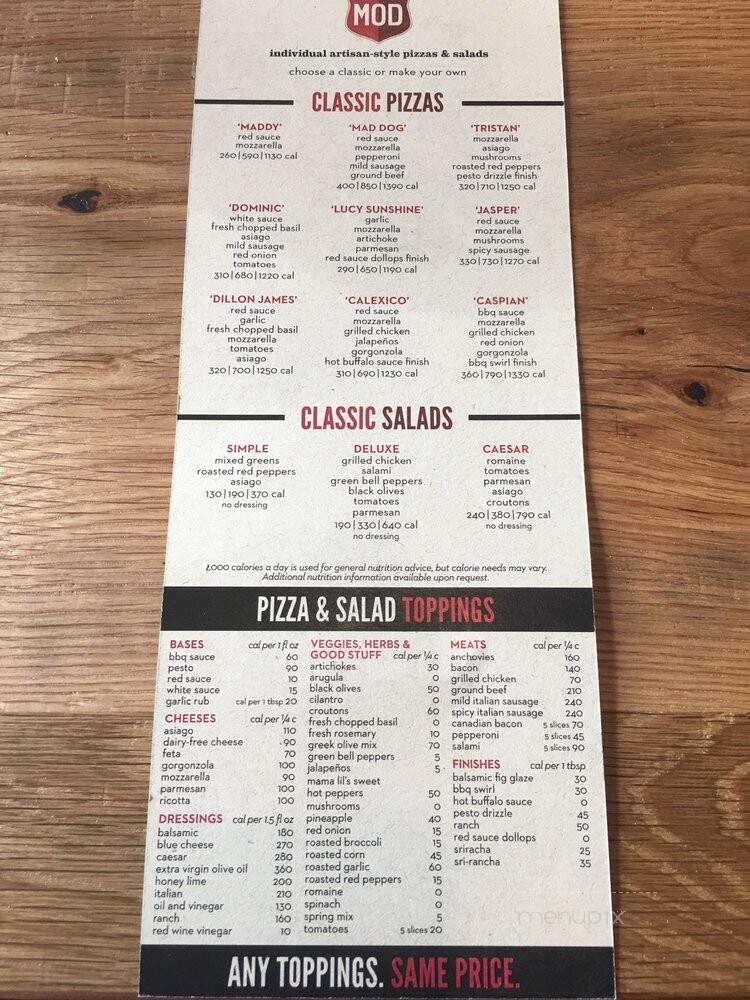 MOD Pizza - Lancaster, PA menu_pic