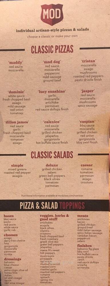 MOD Pizza - Madison, WI menu_pic