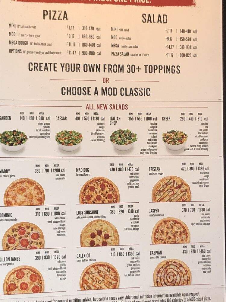 MOD Pizza - Willowbrook, IL menu_pic