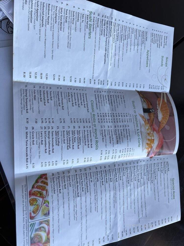 Moko Sushi - Rockville, MD menu_pic