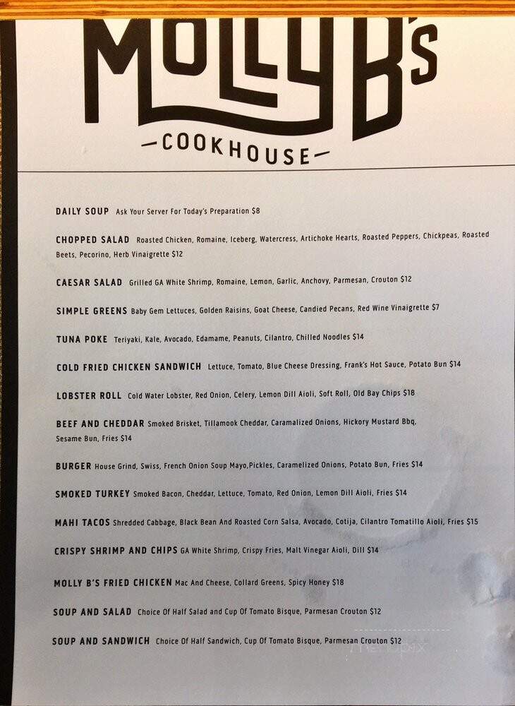 Molly B's - Atlanta, GA menu_pic