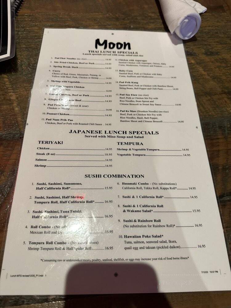 Moon Thai & Japanese Cuisine - Boca Raton, FL menu_pic