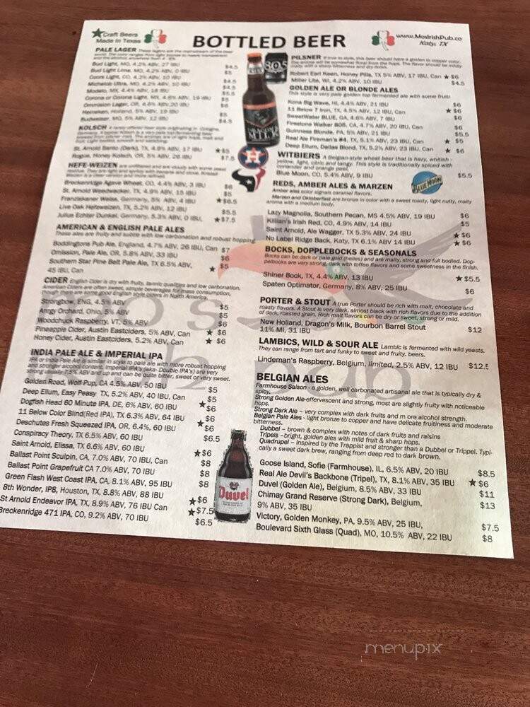 Mo's Irish Pub - Katy, TX menu_pic