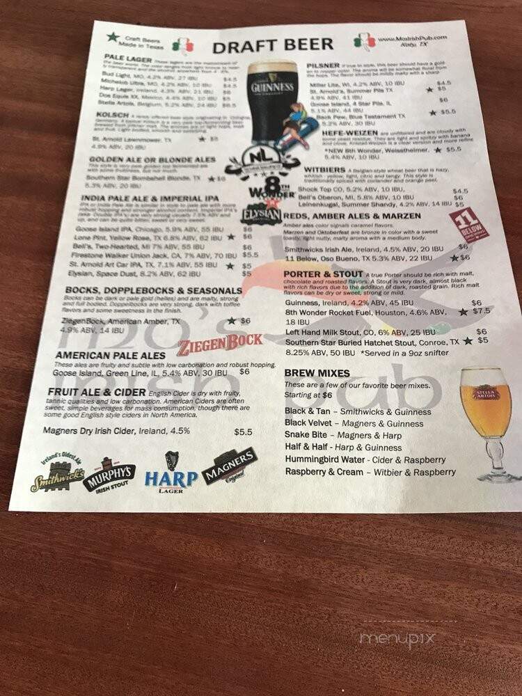 Mo's Irish Pub - Katy, TX menu_pic