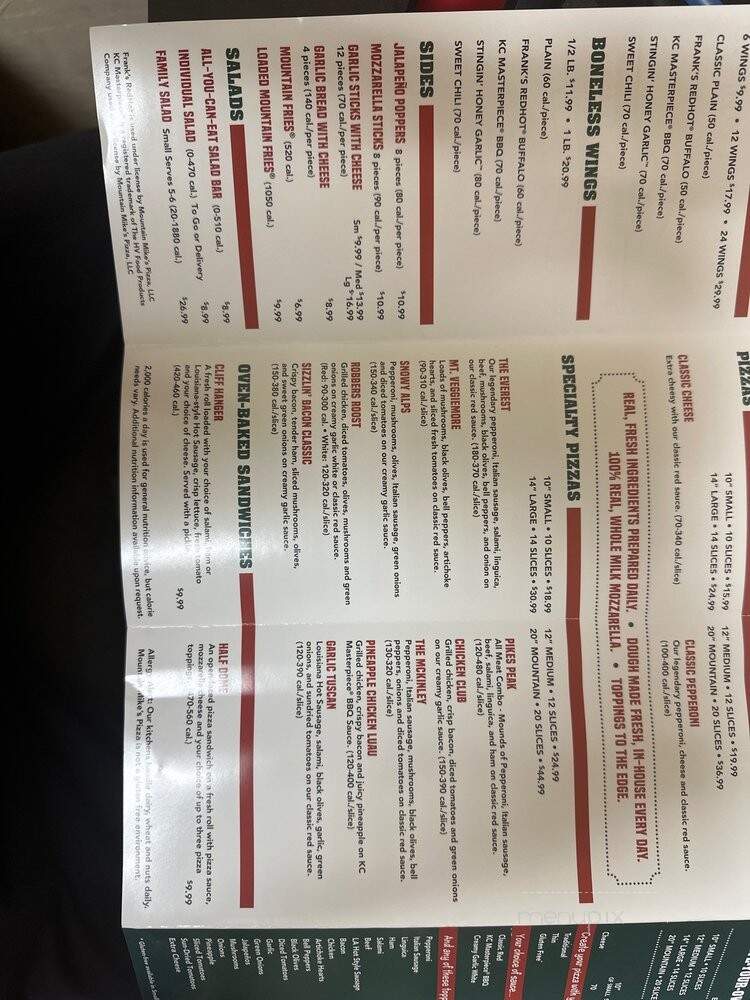 Mountain Mike's Pizza - Vacaville, CA menu_pic