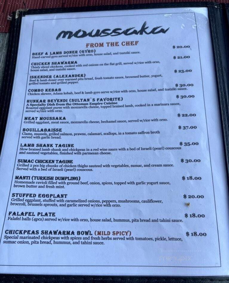 Moussaka Mediterranean Kitchen - San Leandro, CA menu_pic