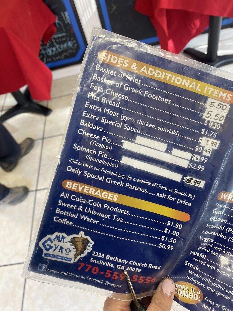 Mr. Gyro - Snellville, GA menu_pic