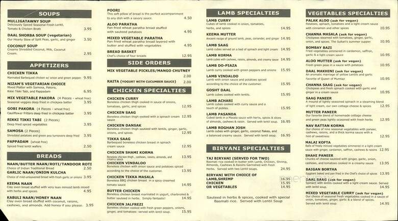 Mughal Palace - Chelsea, ME menu_pic