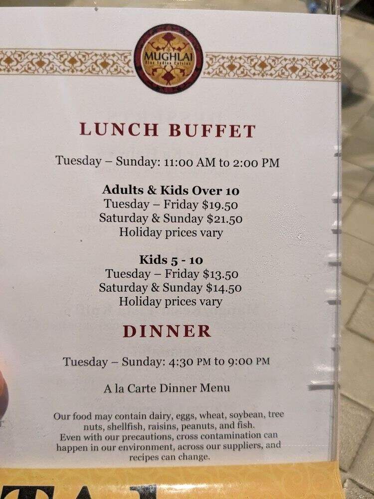 Mughlai Fine Indian Cuisine - Southlake, TX menu_pic