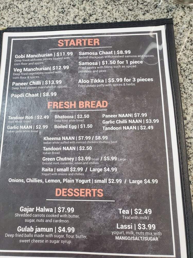 Mumbai Grill - Dallas, TX menu_pic