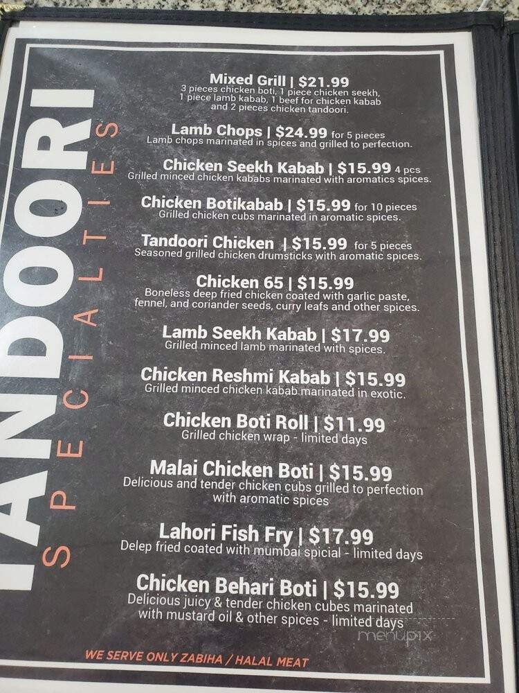 Mumbai Grill - Dallas, TX menu_pic