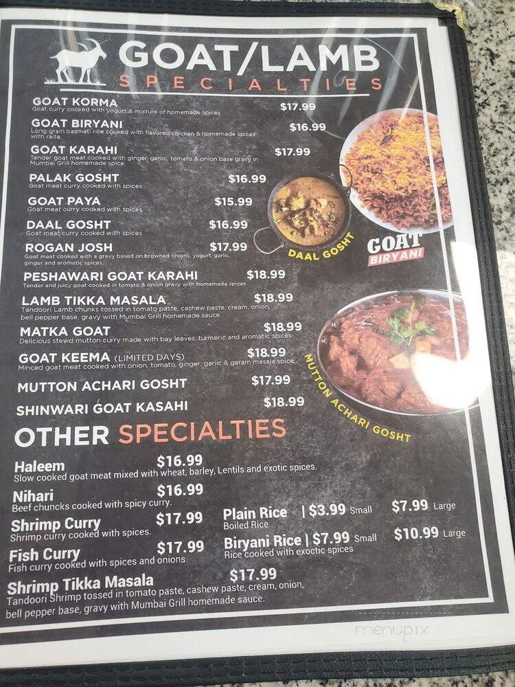 Mumbai Grill - Dallas, TX menu_pic