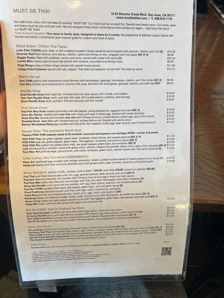 Must be Thai - Santa Clara, CA menu_pic