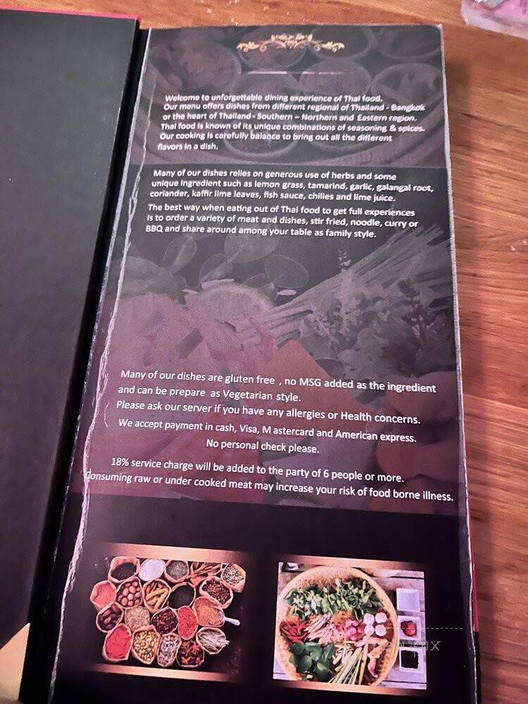 Nibbana Thai Restaurant - Renton, WA menu_pic