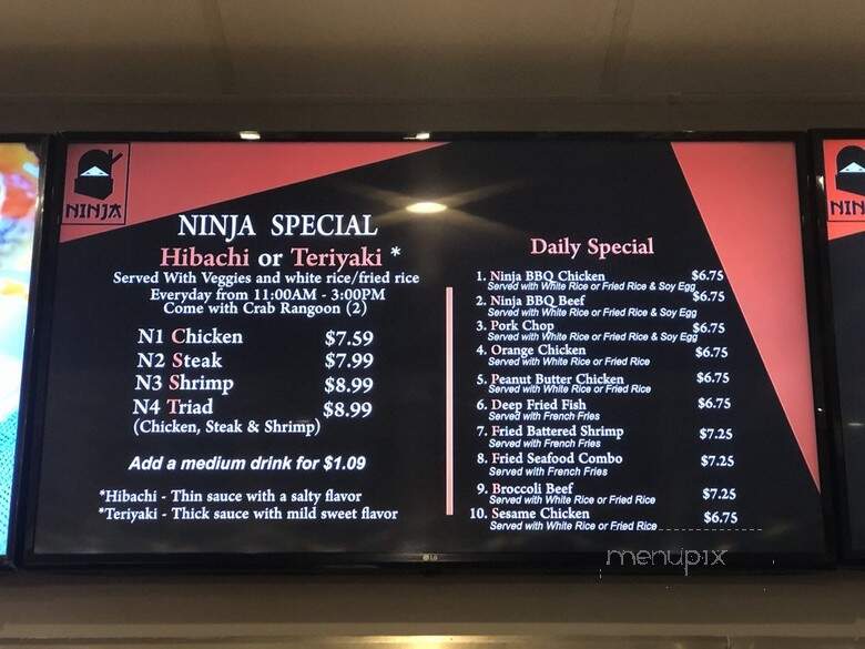 Ninja Hibachi Express - North Highlands, CA menu_pic
