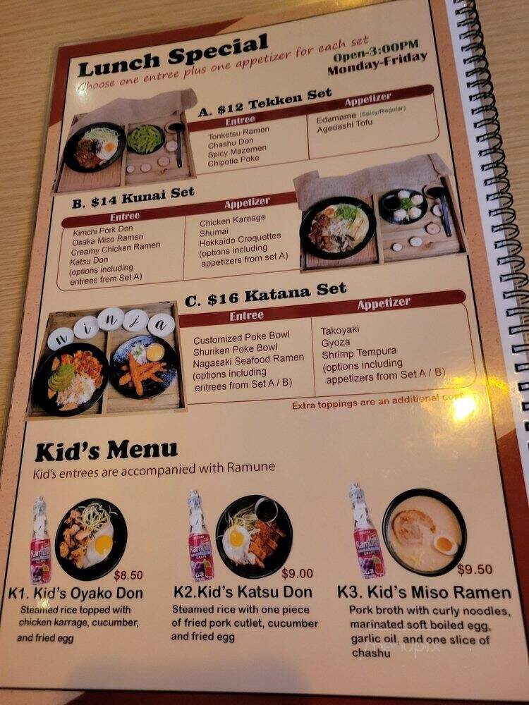 Ninja Ramen - Arlington, TX menu_pic
