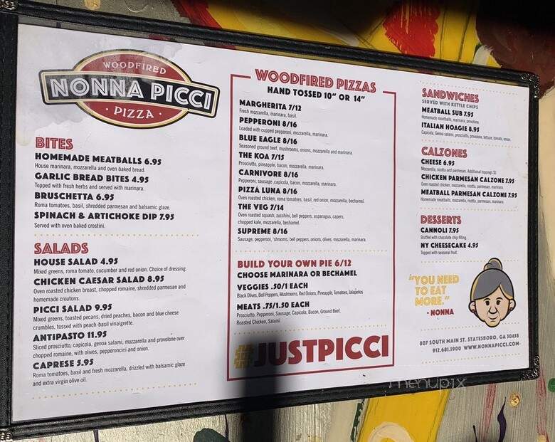 Nonna Picci Woodfired Pizza - Statesboro, GA menu_pic