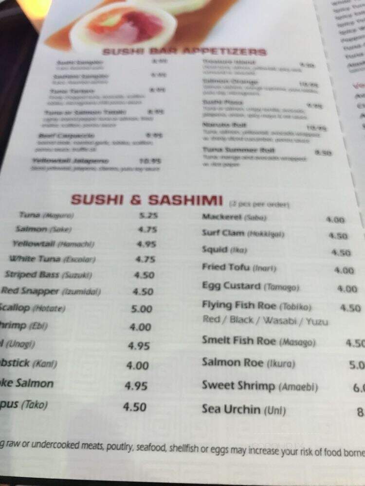 Nori Sushi - Philadelphia, PA menu_pic